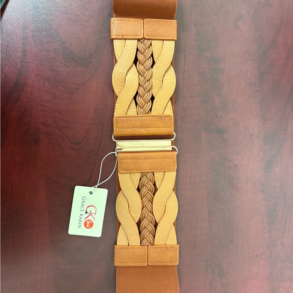 Grace Karin Camel Braided Belt